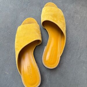 Mercedes Castillo Yellow Suede Slides size 7.5